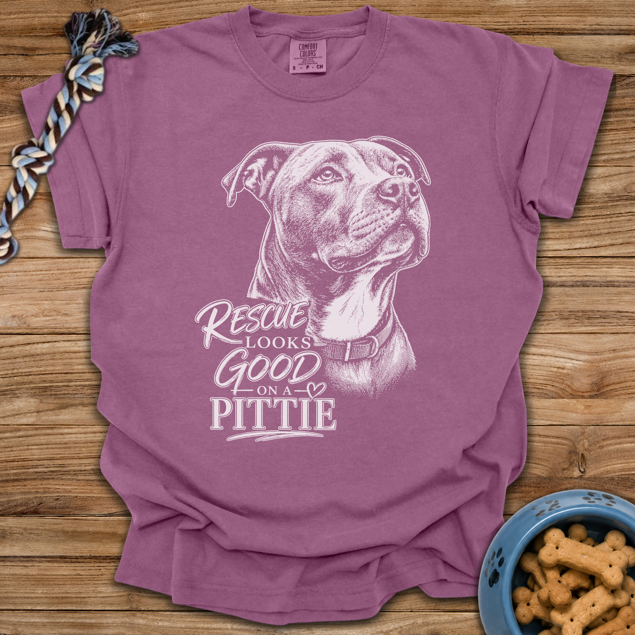 Rescue Looks Good On A Pittie T-Shirt