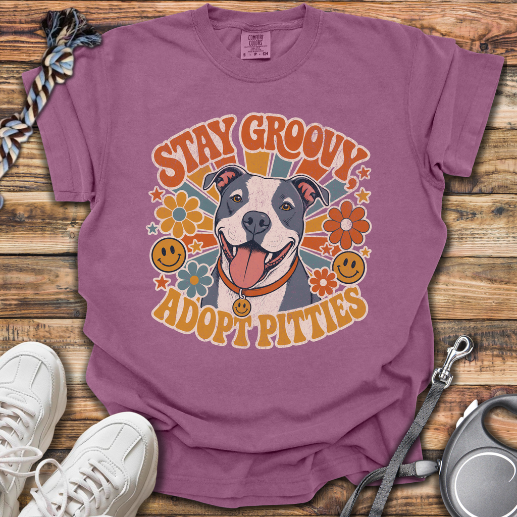 Stay Groovy Adopt Pitties T-Shirt