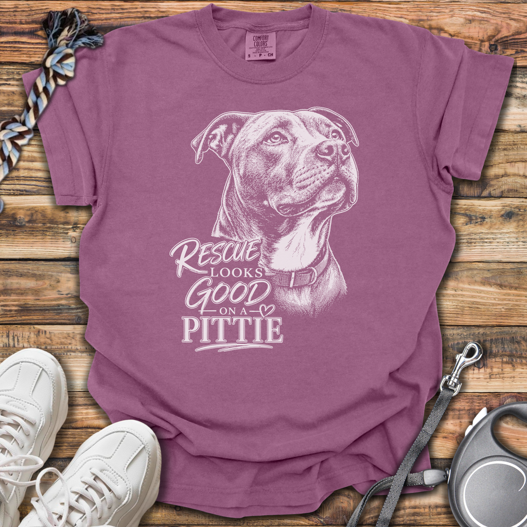 Rescue Looks Good On A Pittie T-Shirt