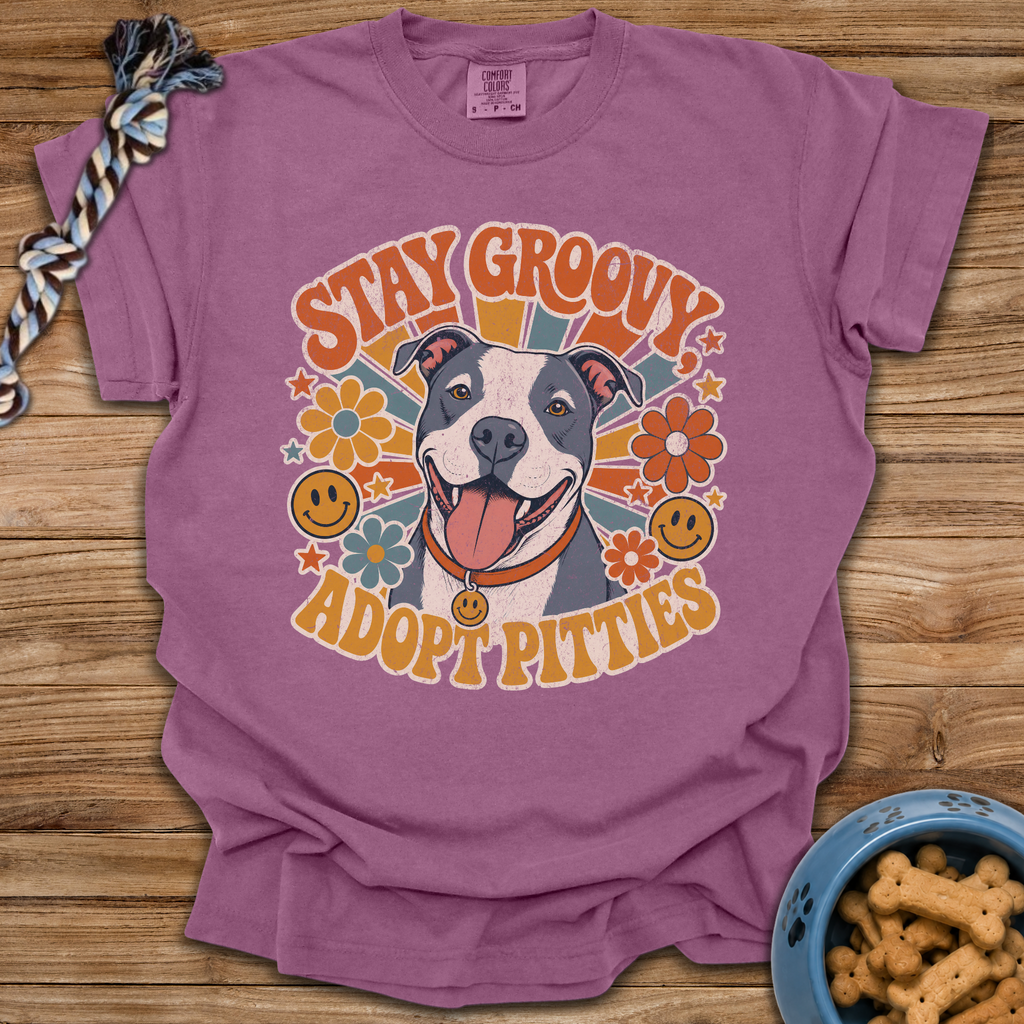 Stay Groovy Adopt Pitties T-Shirt