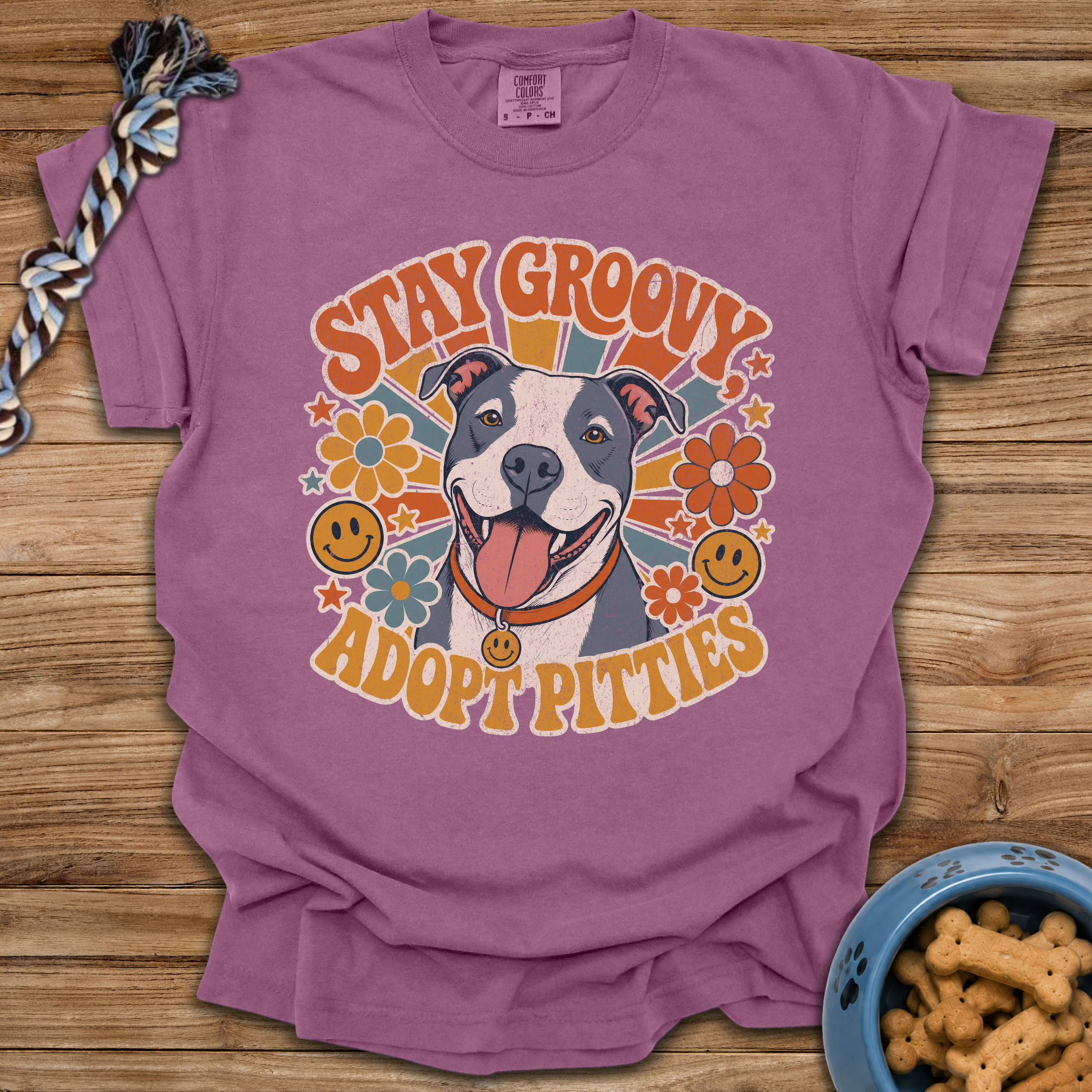 Stay Groovy Adopt Pitties T-Shirt