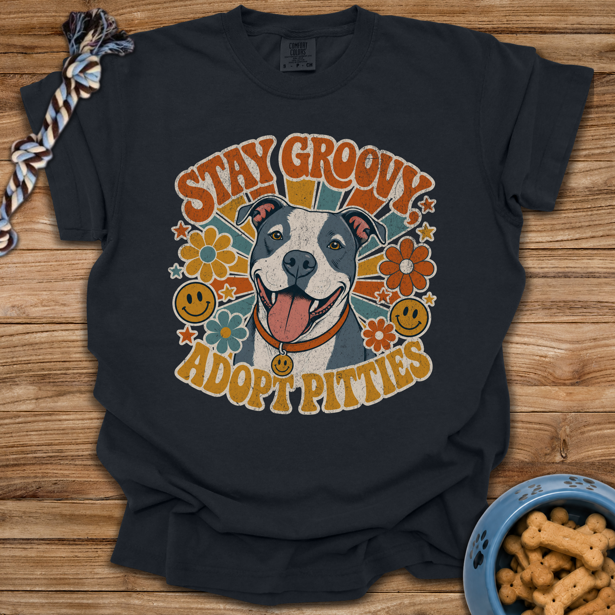 Stay Groovy Adopt Pitties T-Shirt