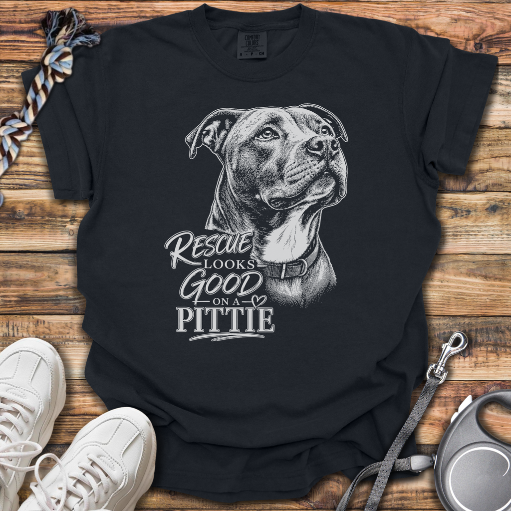 Rescue Looks Good On A Pittie T-Shirt