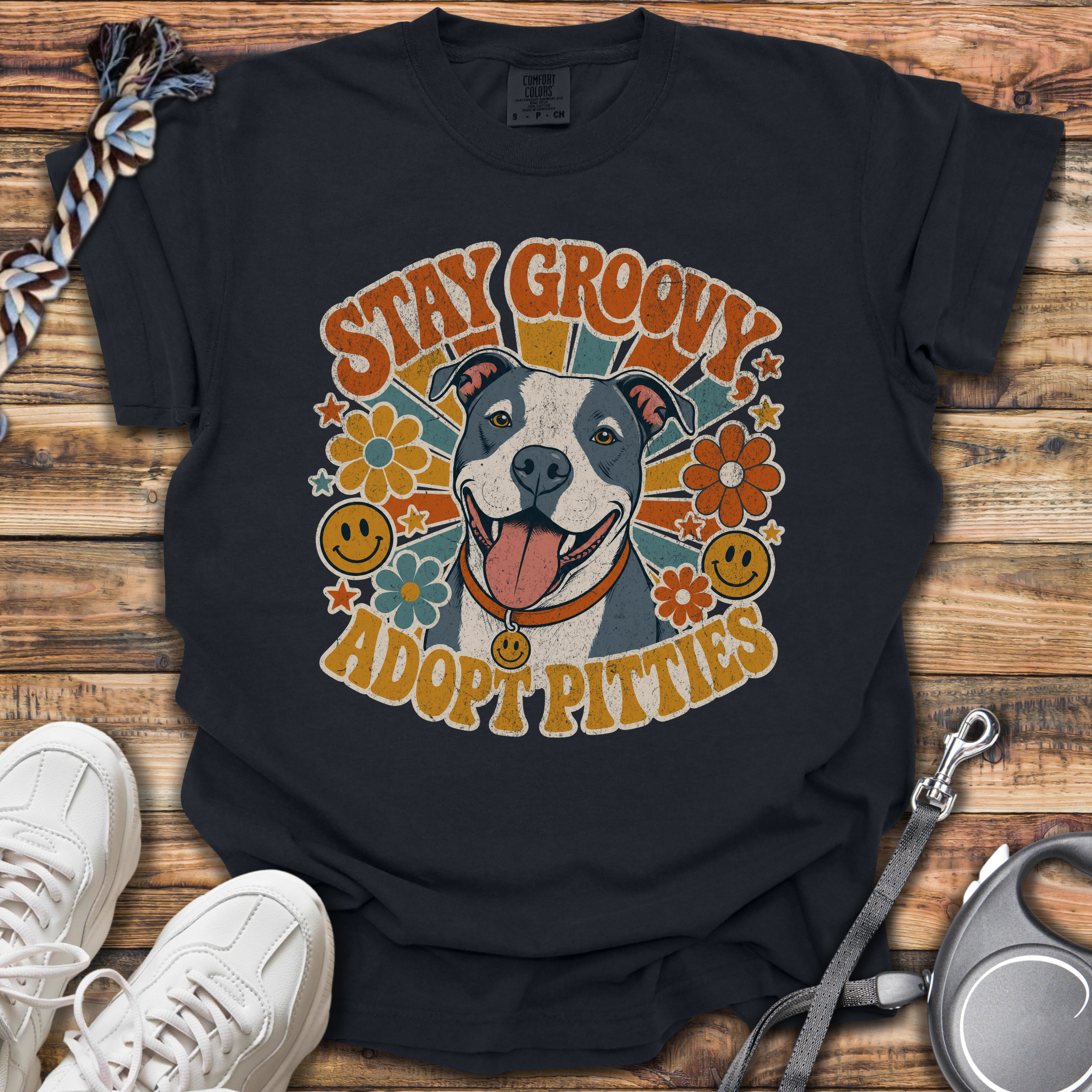Stay Groovy Adopt Pitties T-Shirt