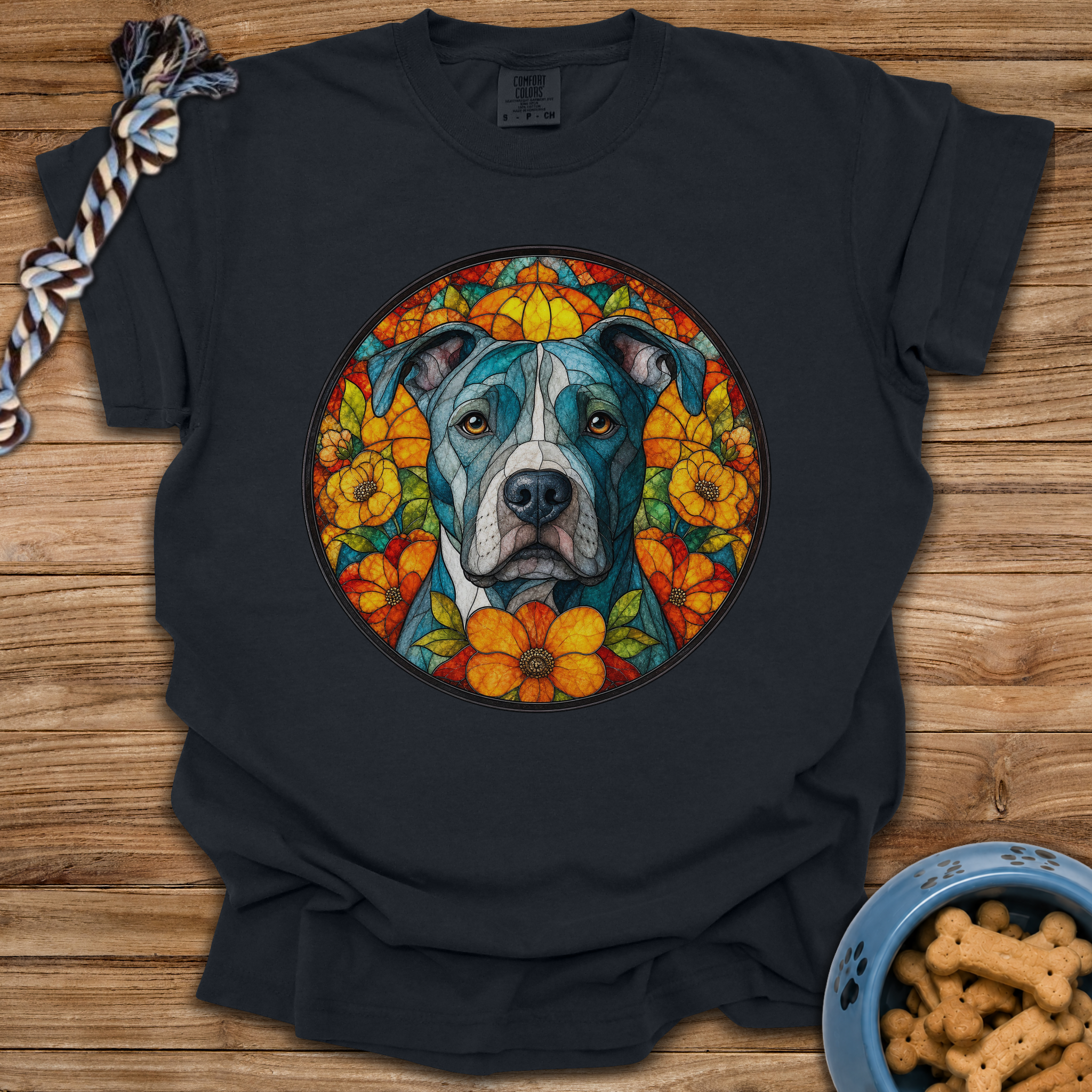 Stained Glass Pitbull T-Shirt