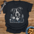 Blue Flowers Pitbull T-Shirt