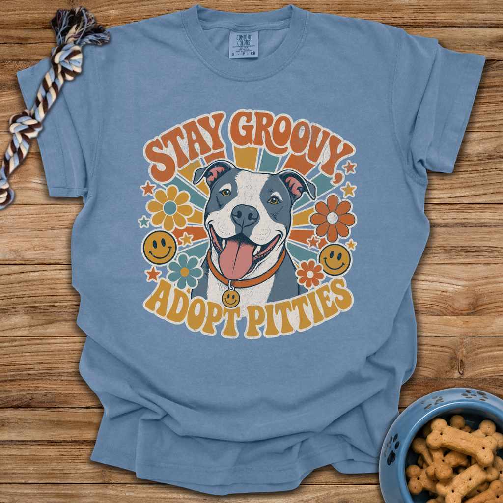 Stay Groovy Adopt Pitties T-Shirt