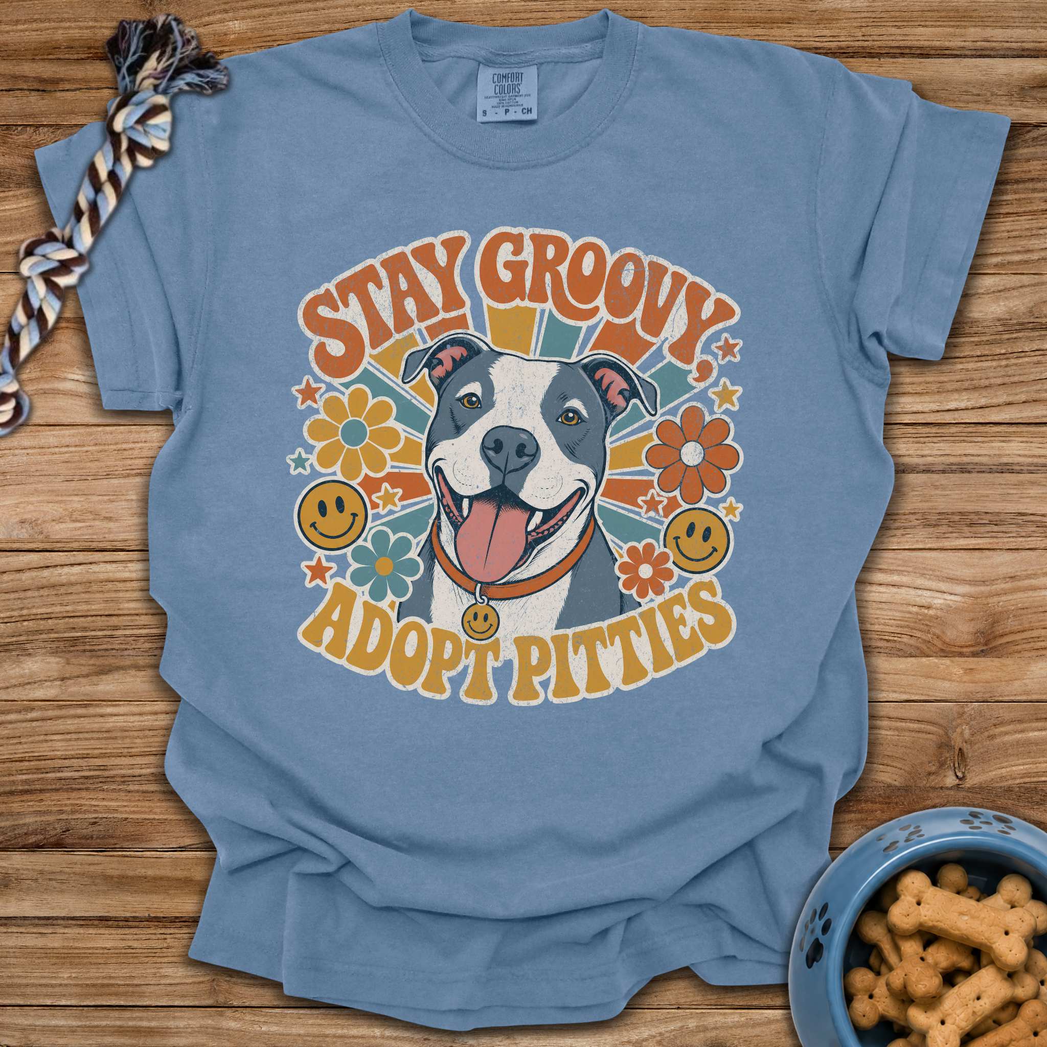 Stay Groovy Adopt Pitties T-Shirt