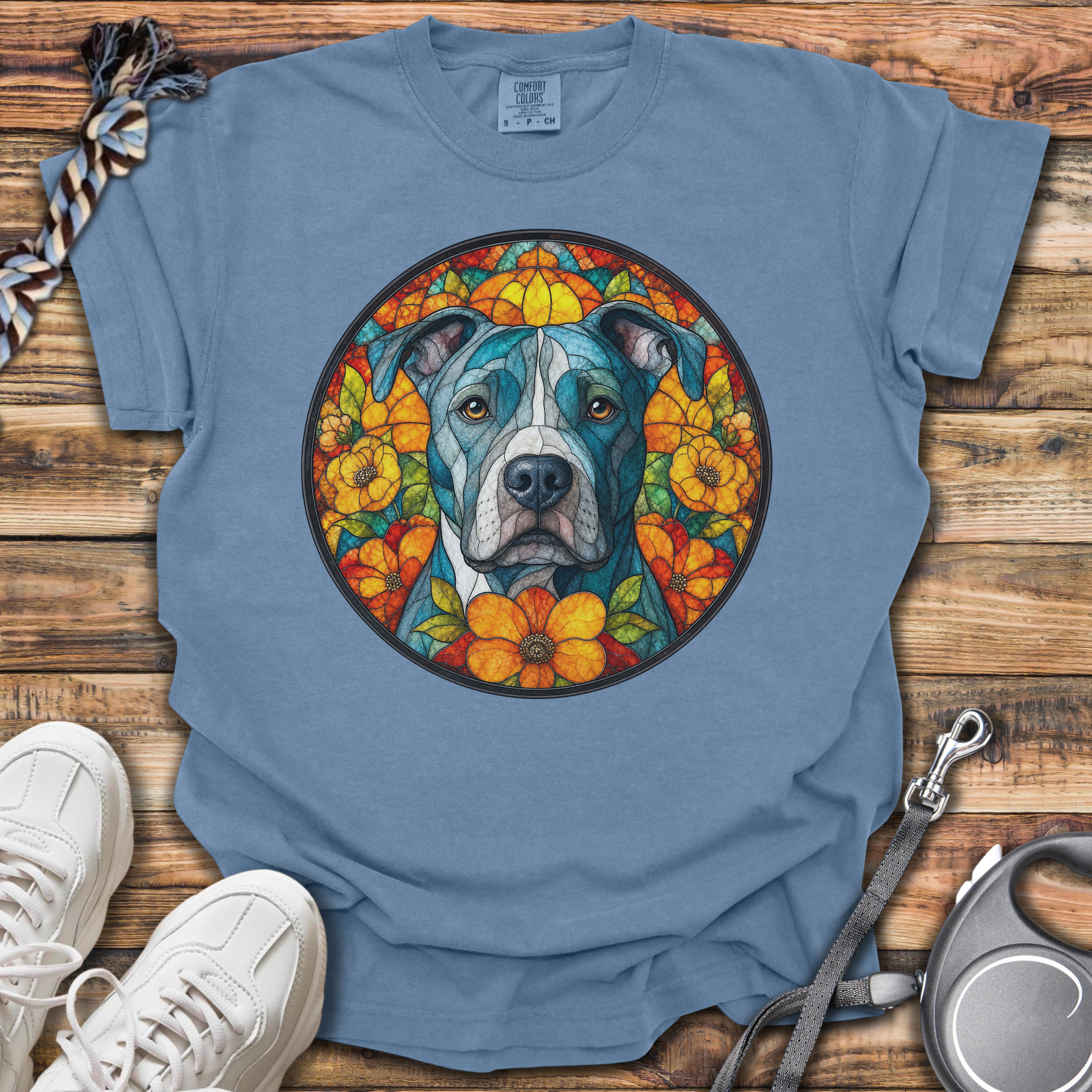 Stained Glass Pitbull T-Shirt