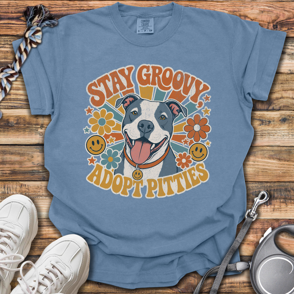 Stay Groovy Adopt Pitties T-Shirt