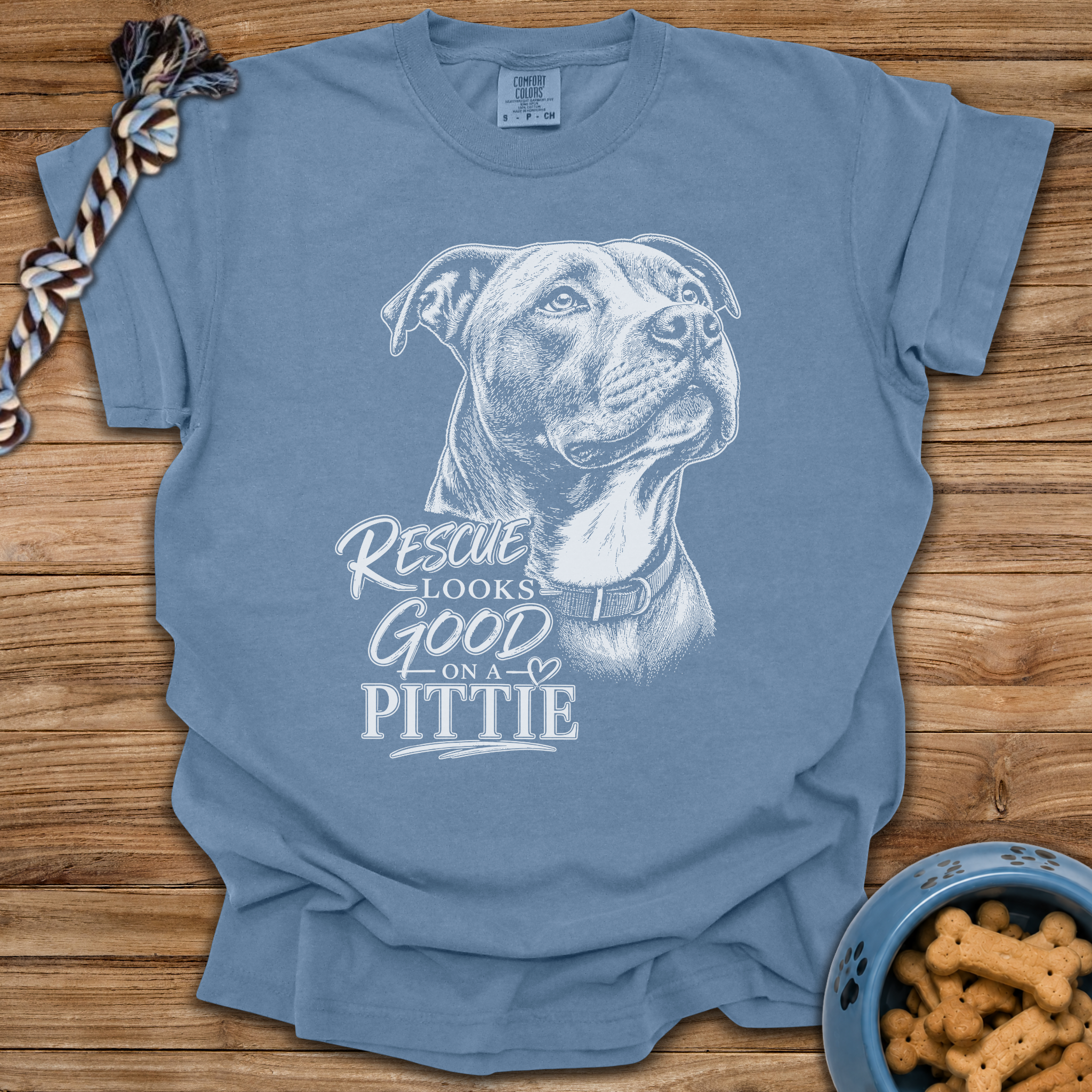 Rescue Looks Good On A Pittie T-Shirt