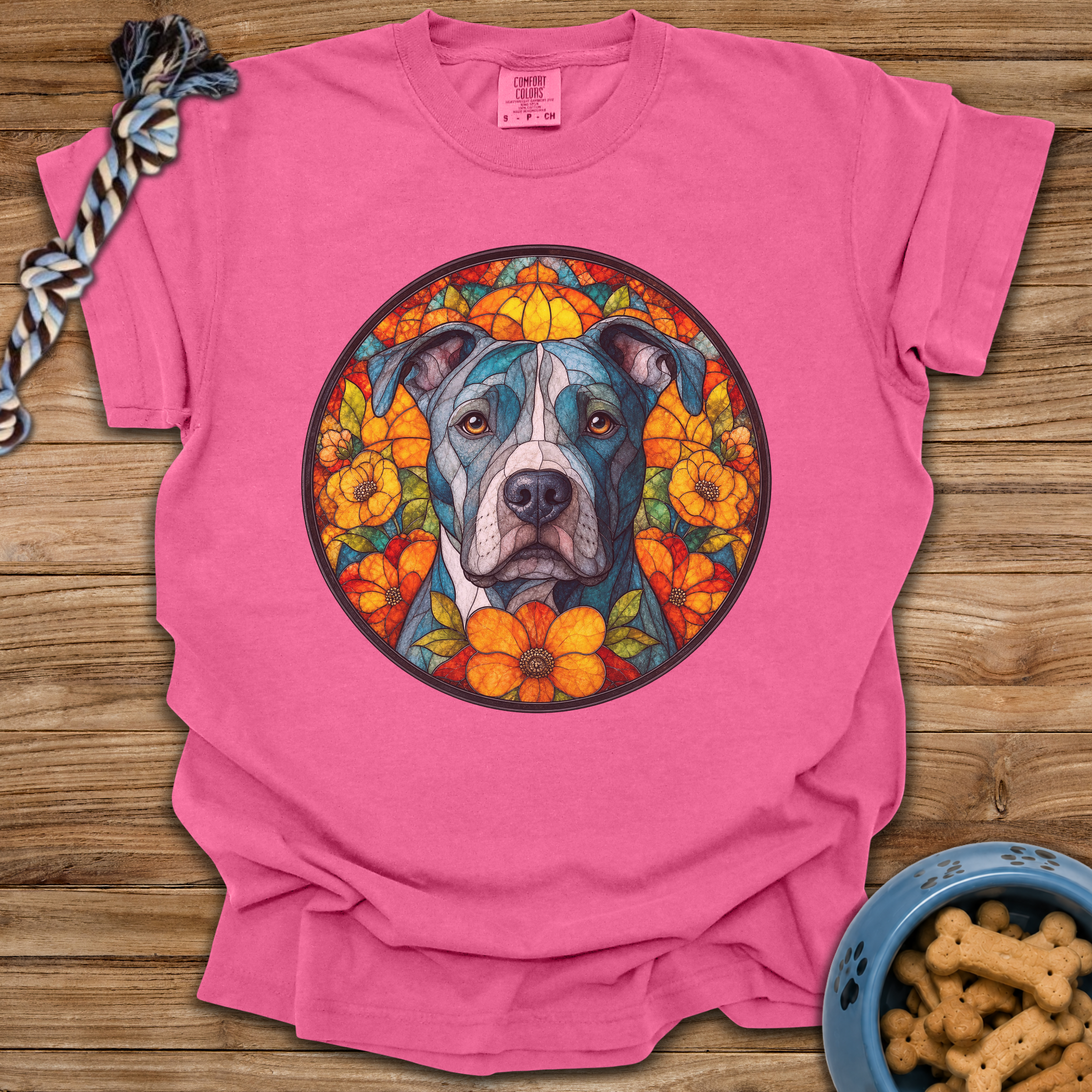 Stained Glass Pitbull T-Shirt
