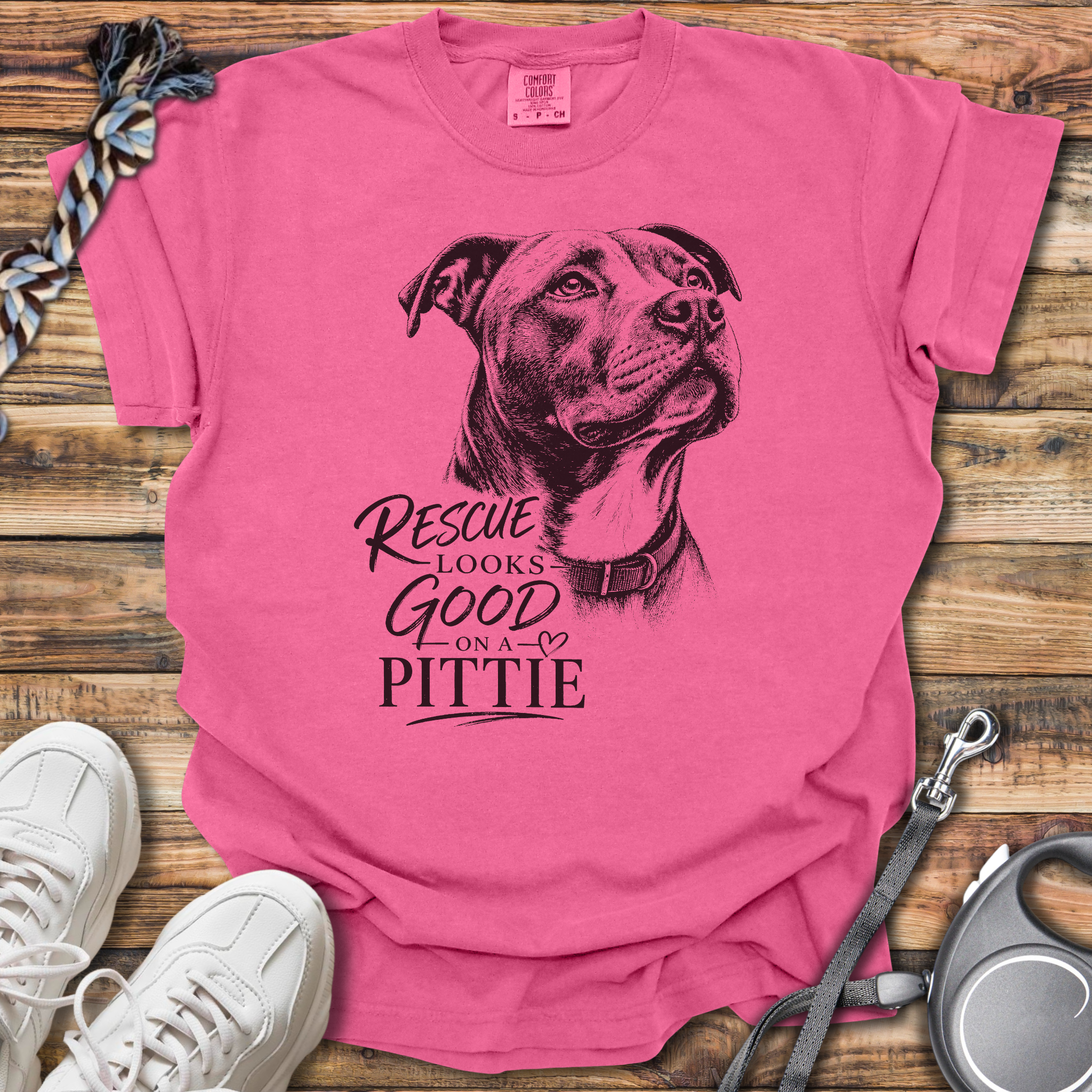 Rescue Looks Good On A Pittie T-Shirt