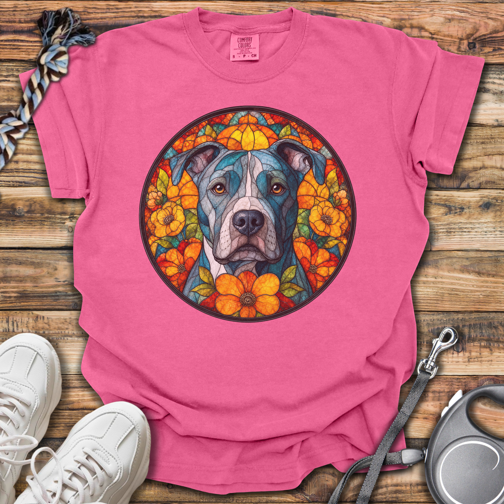 Stained Glass Pitbull T-Shirt