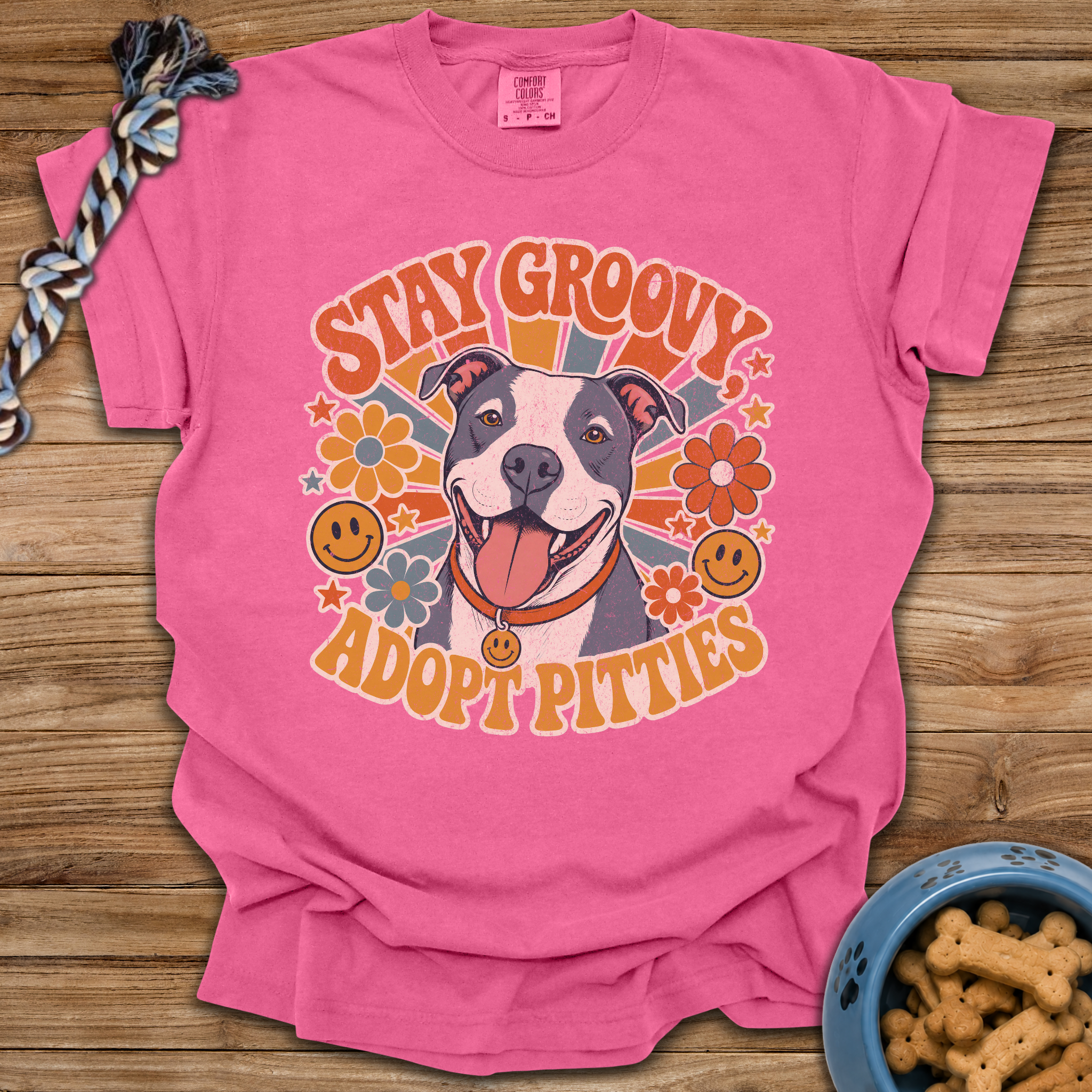 Stay Groovy Adopt Pitties T-Shirt