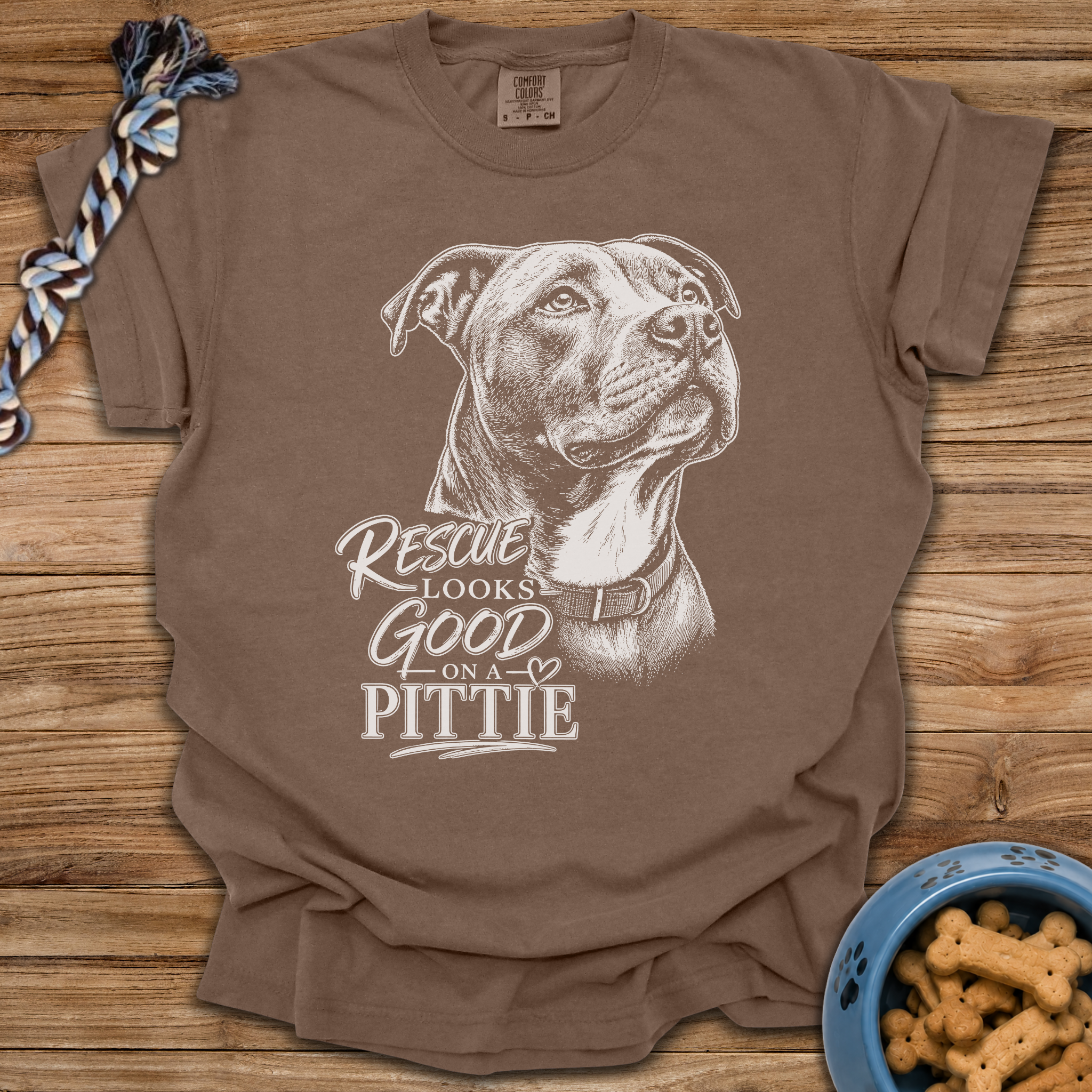 Rescue Looks Good On A Pittie T-Shirt