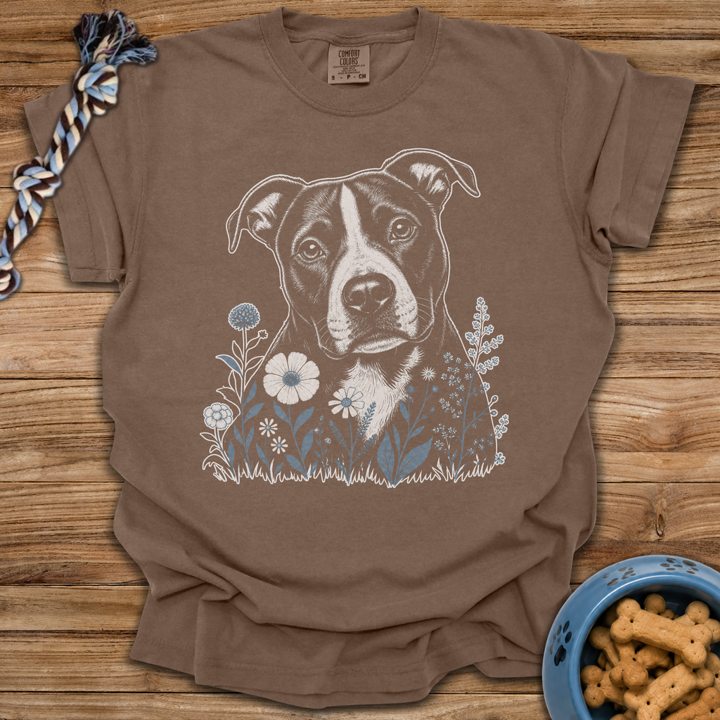 Blue Flowers Pitbull T-Shirt