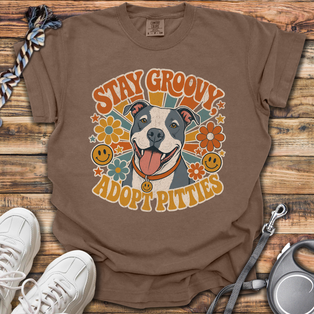 Stay Groovy Adopt Pitties T-Shirt