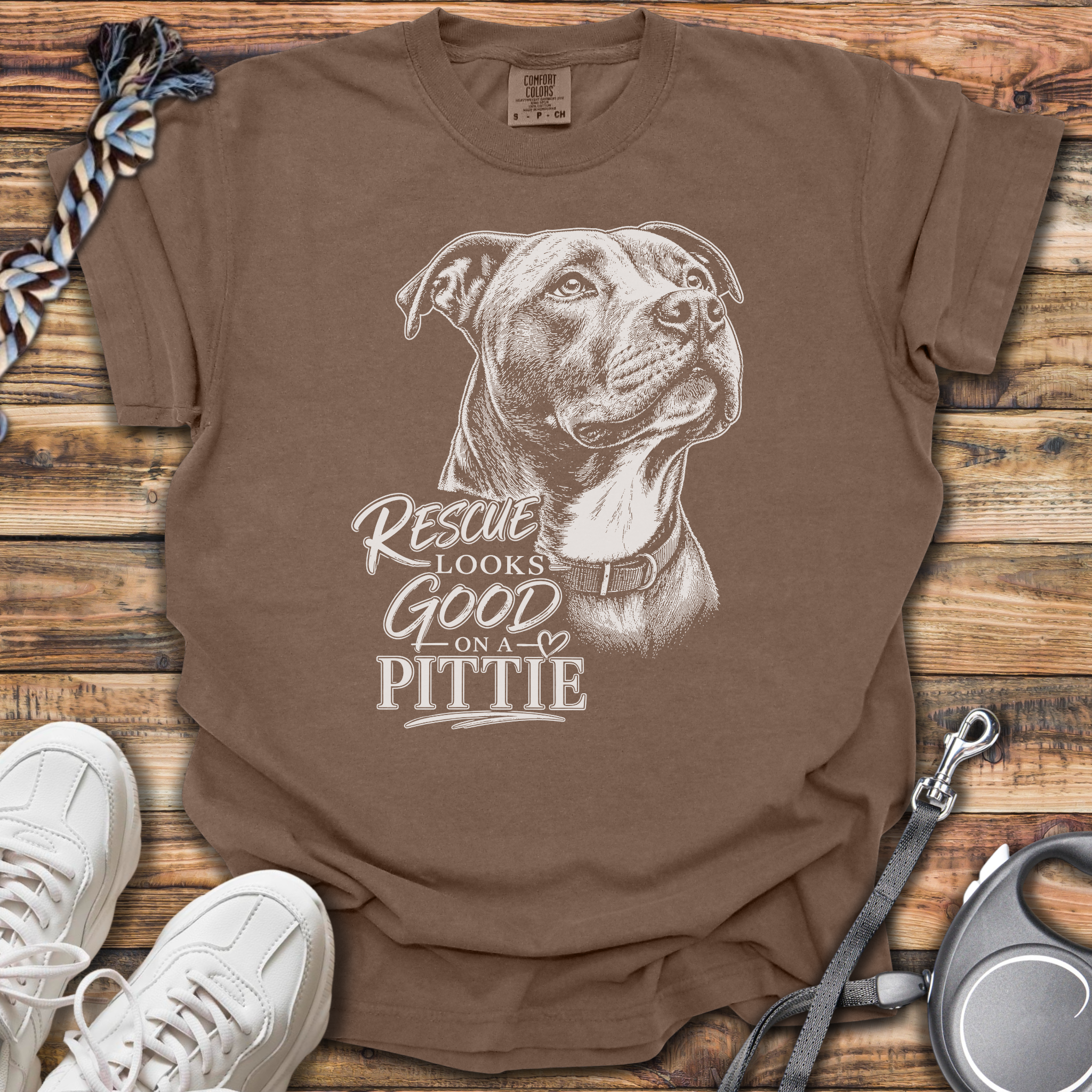 Rescue Looks Good On A Pittie T-Shirt