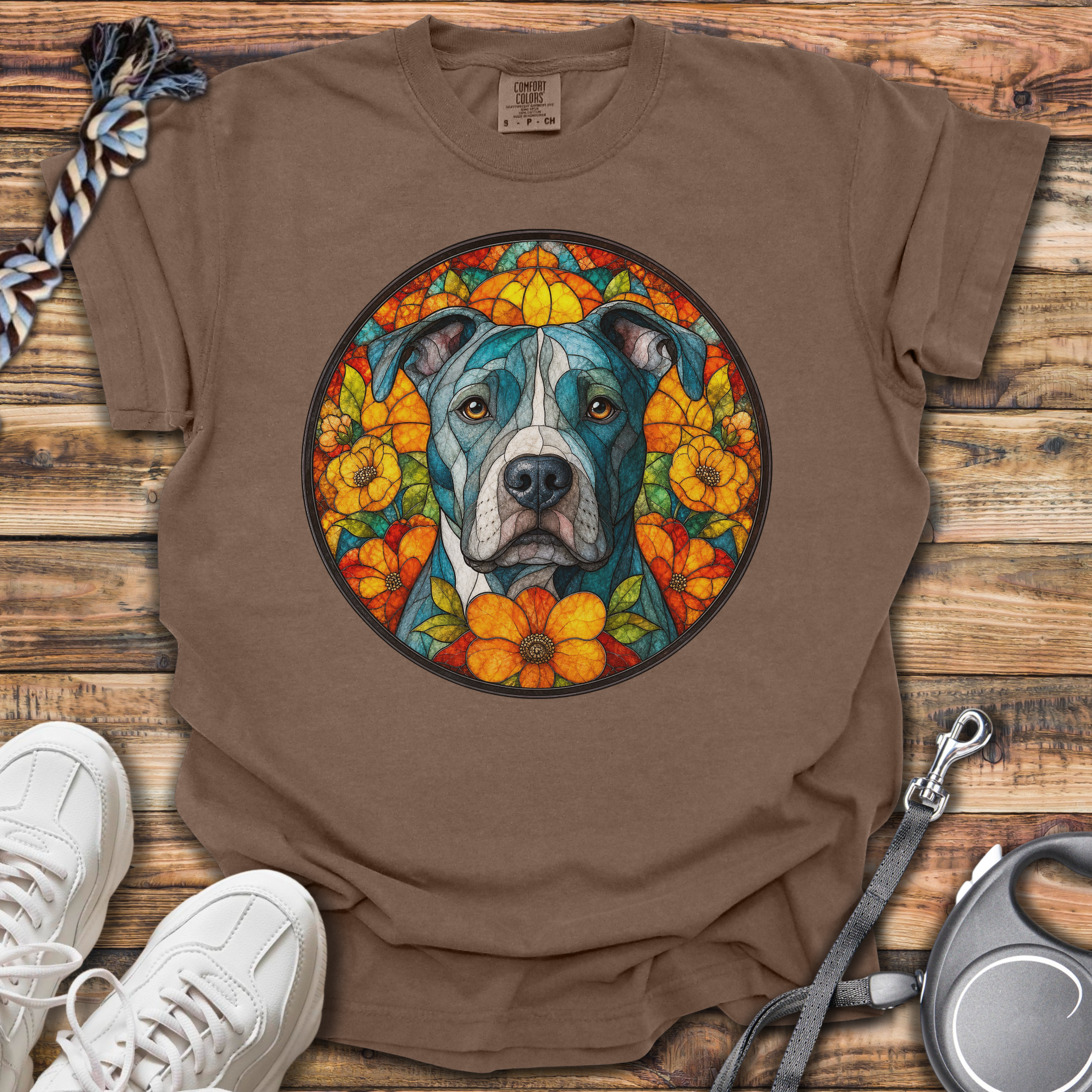 Stained Glass Pitbull T-Shirt