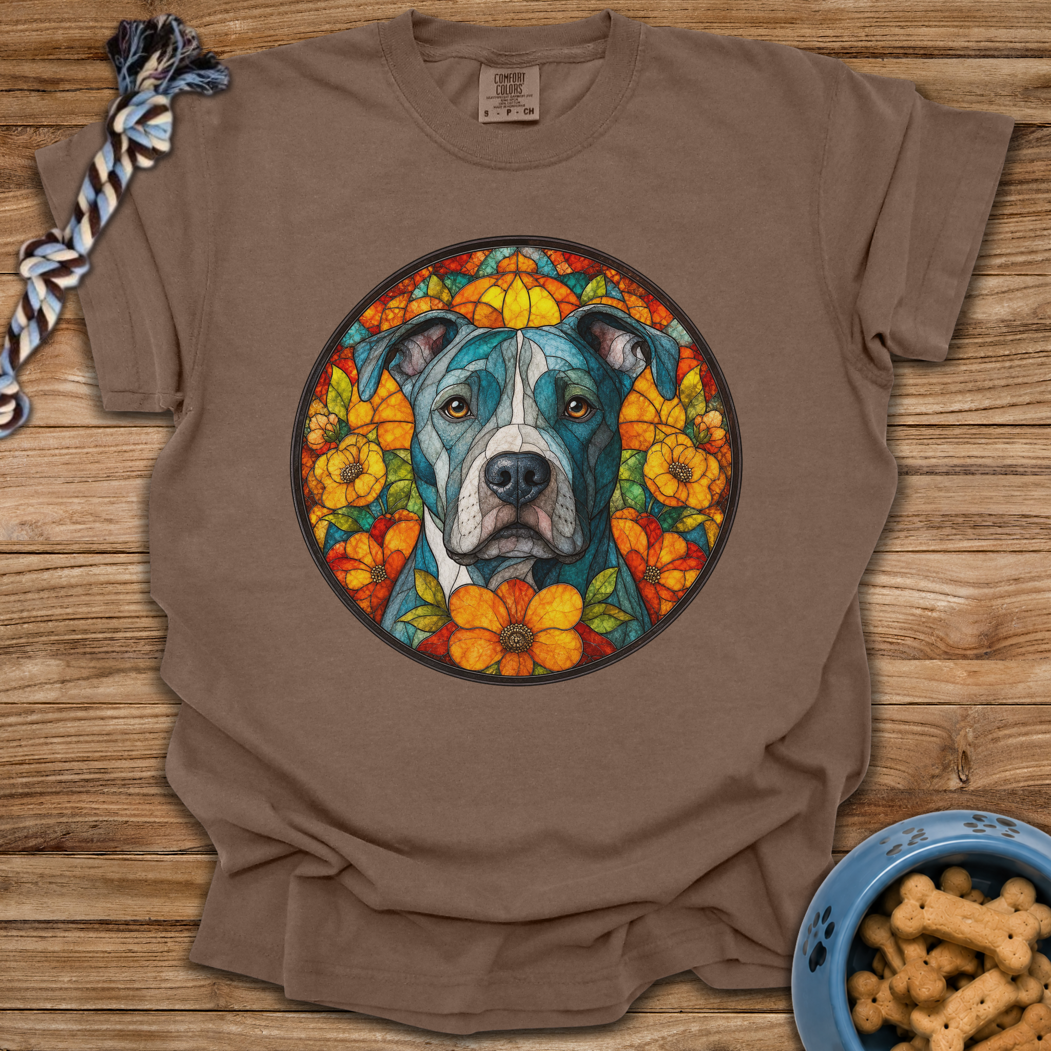 Stained Glass Pitbull T-Shirt