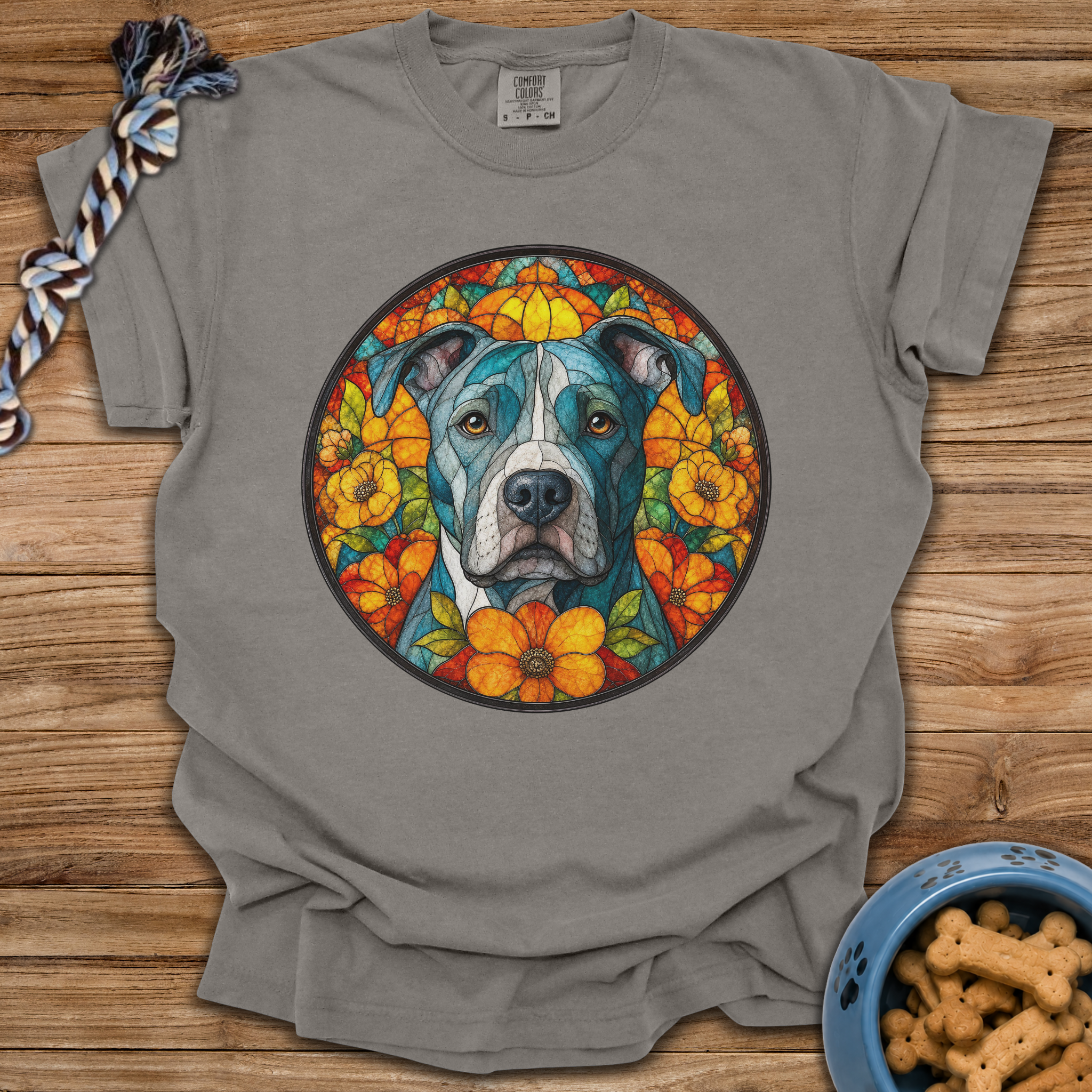 Stained Glass Pitbull T-Shirt