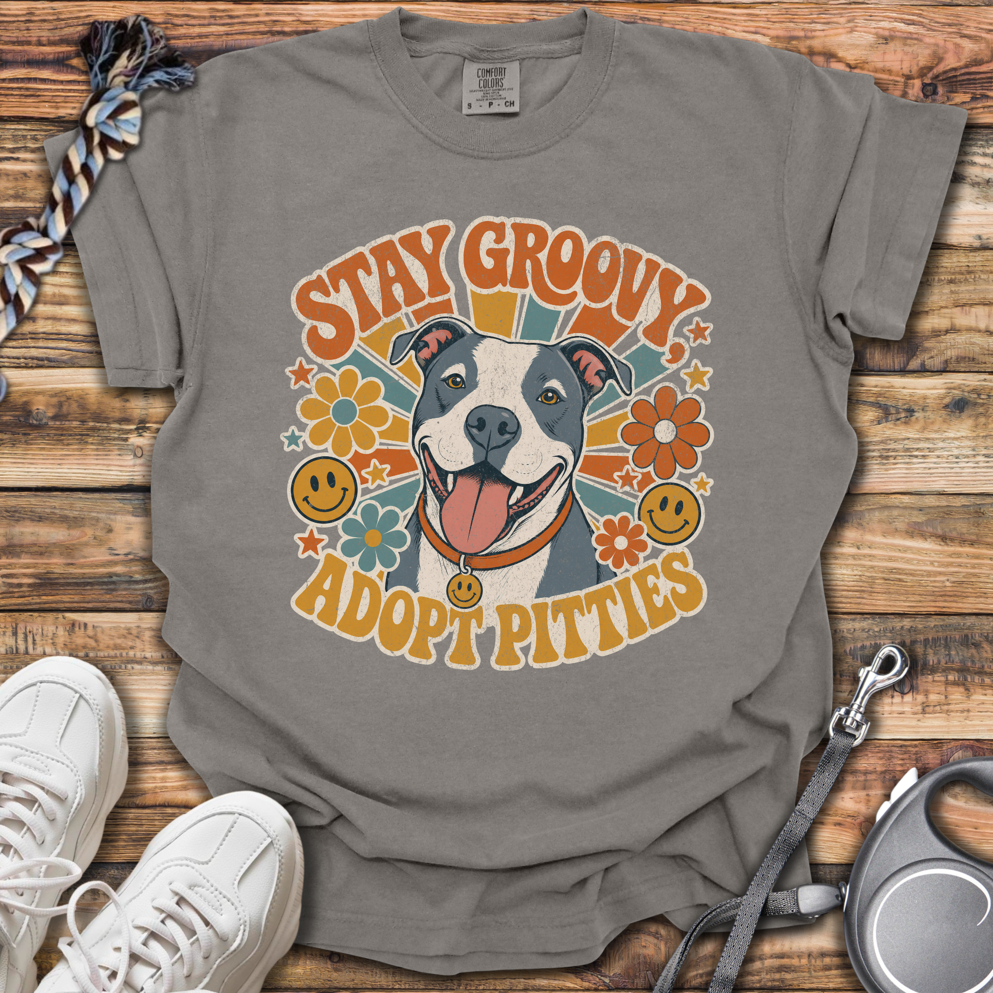Stay Groovy Adopt Pitties T-Shirt