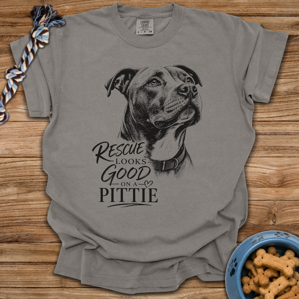 Rescue Looks Good On A Pittie T-Shirt