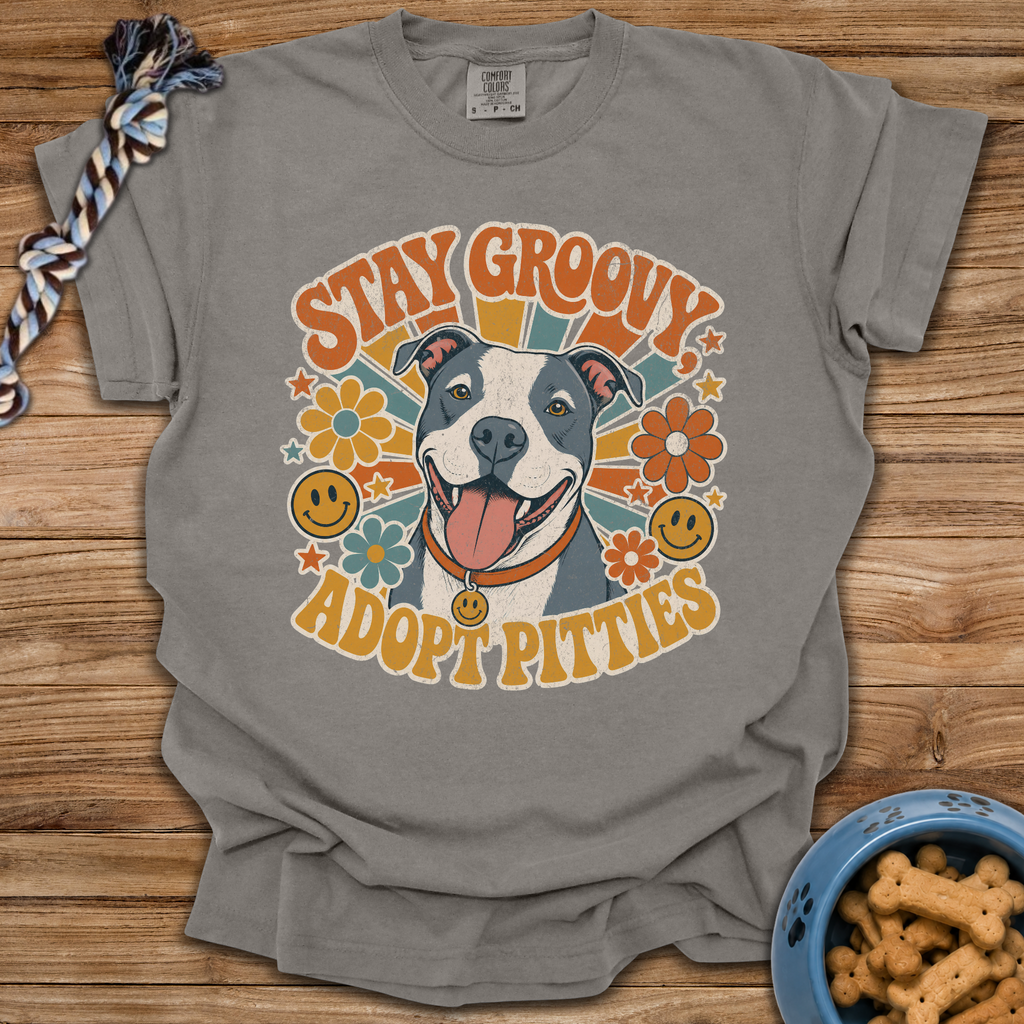 Stay Groovy Adopt Pitties T-Shirt