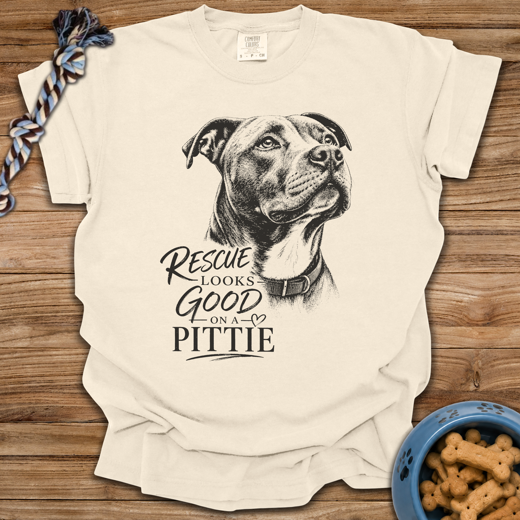 Rescue Looks Good On A Pittie T-Shirt