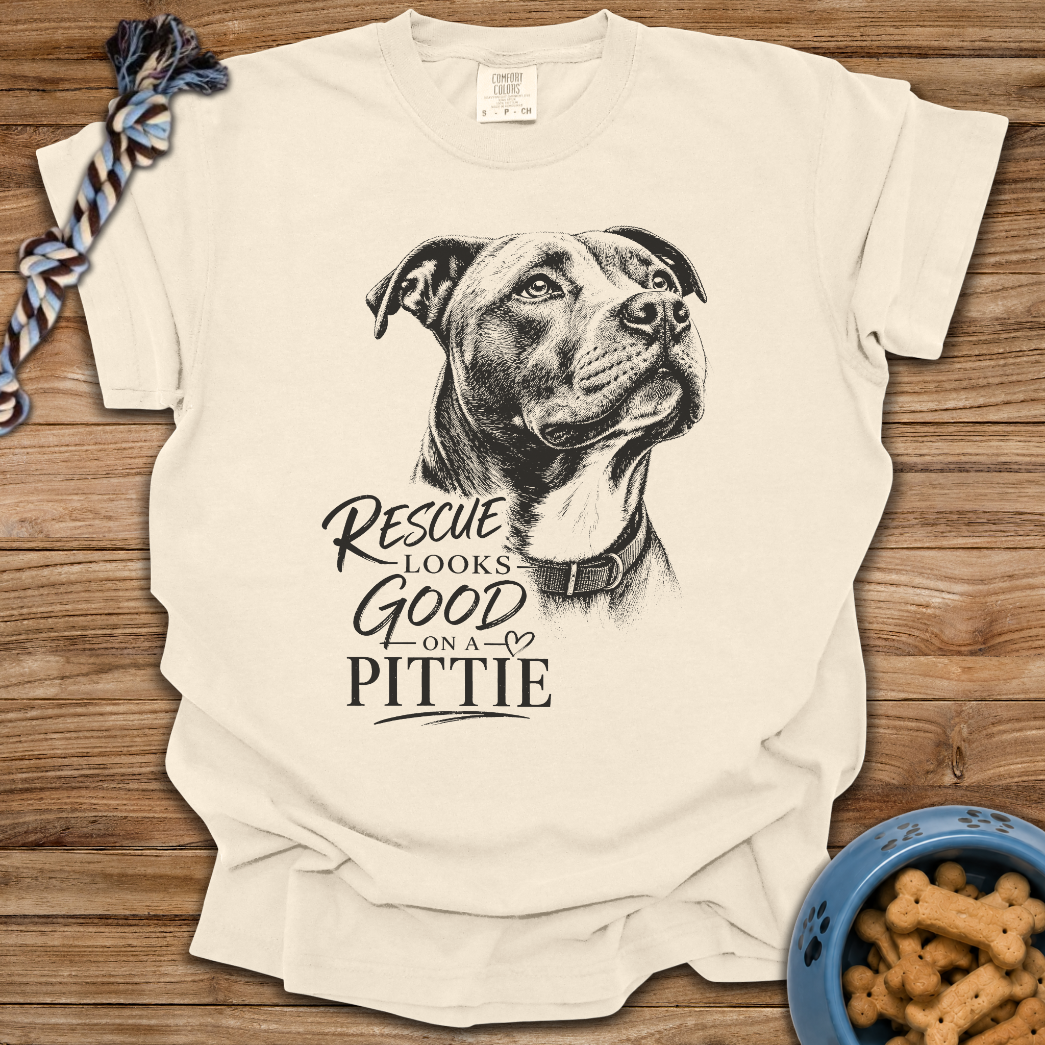 Rescue Looks Good On A Pittie T-Shirt