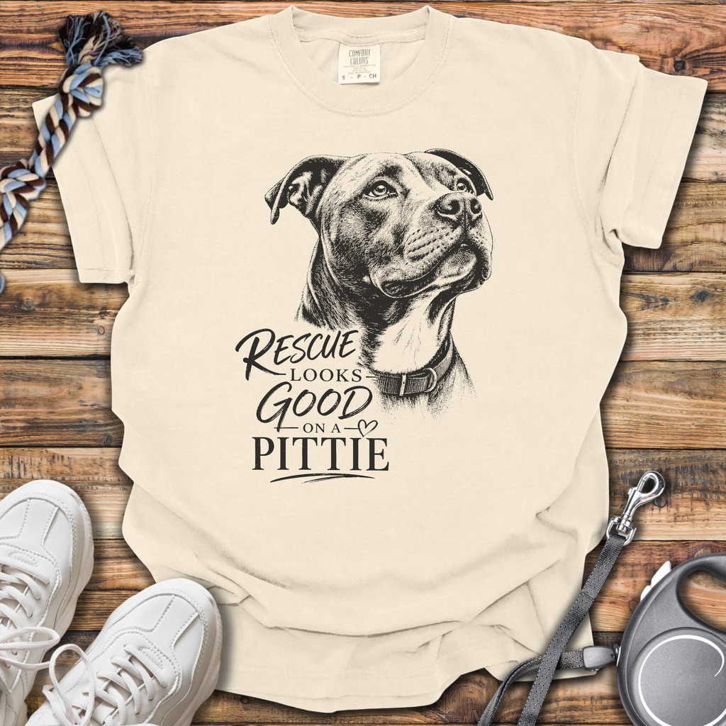Rescue Looks Good On A Pittie T-Shirt