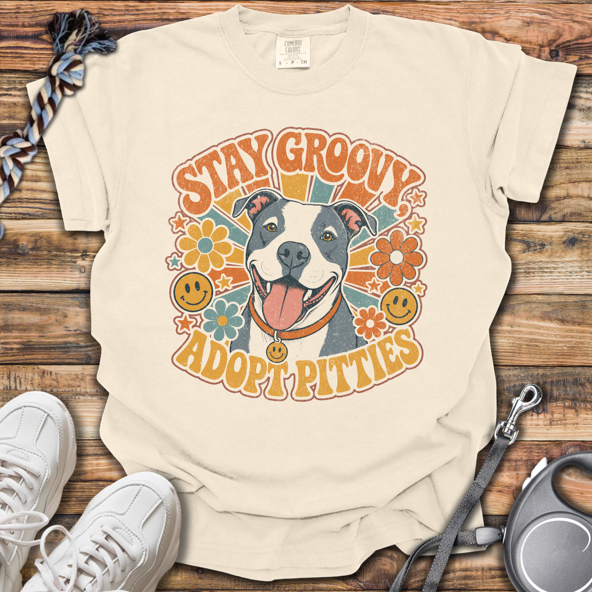 Stay Groovy Adopt Pitties T-Shirt