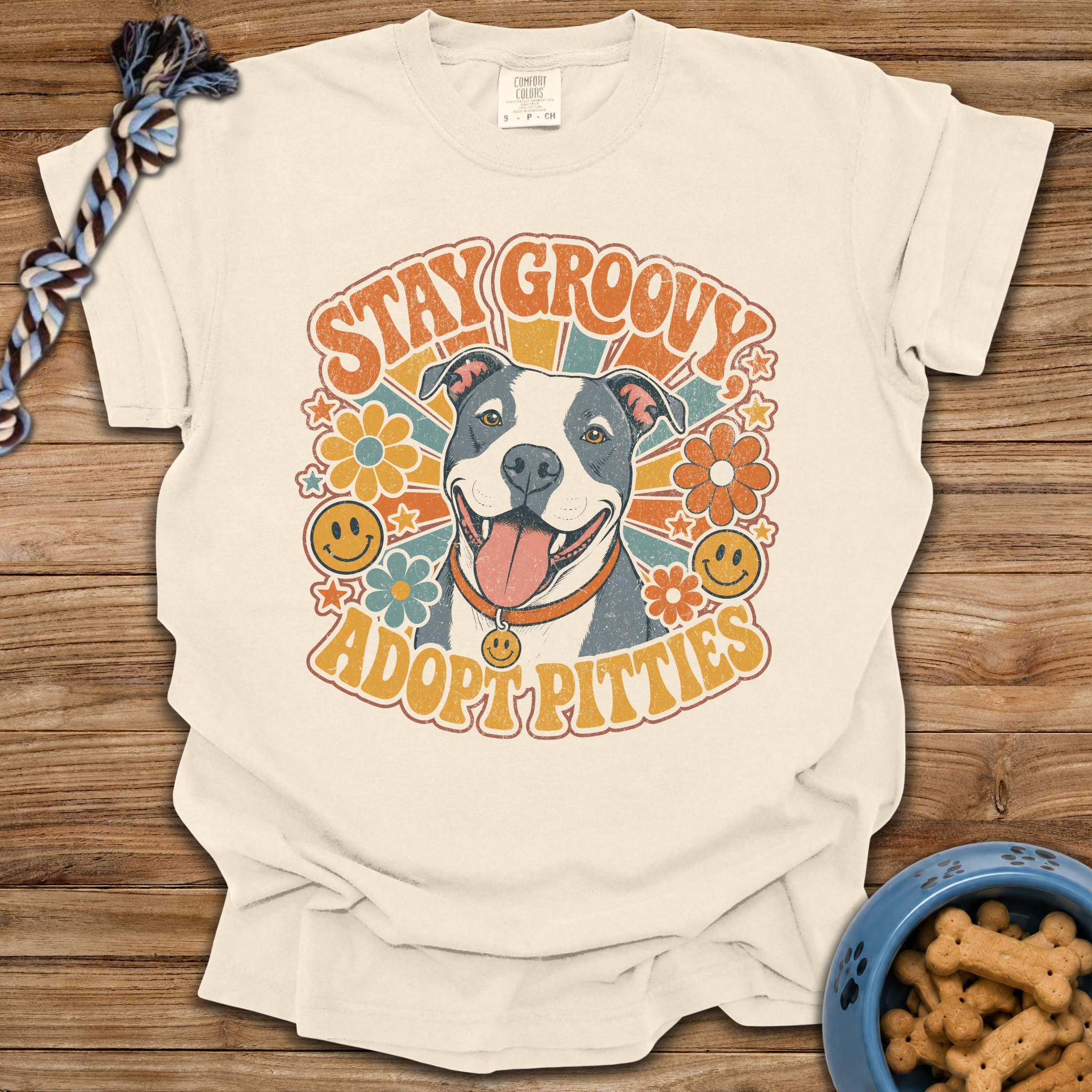 Stay Groovy Adopt Pitties T-Shirt