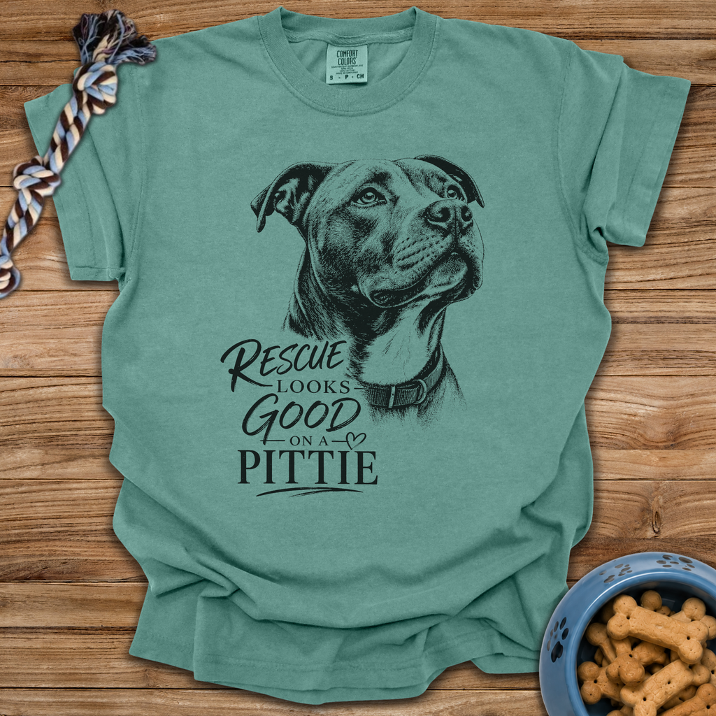 Rescue Looks Good On A Pittie T-Shirt