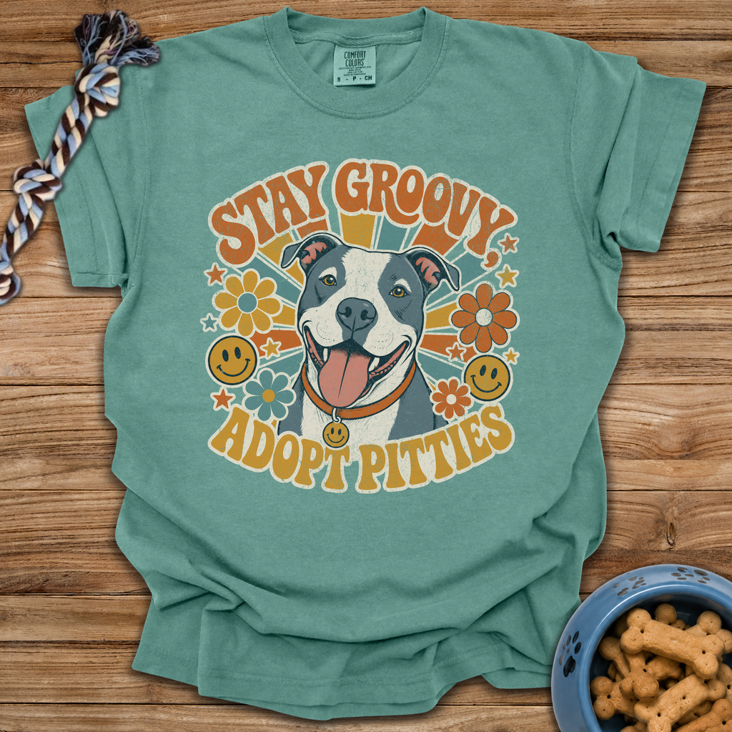 Stay Groovy Adopt Pitties T-Shirt