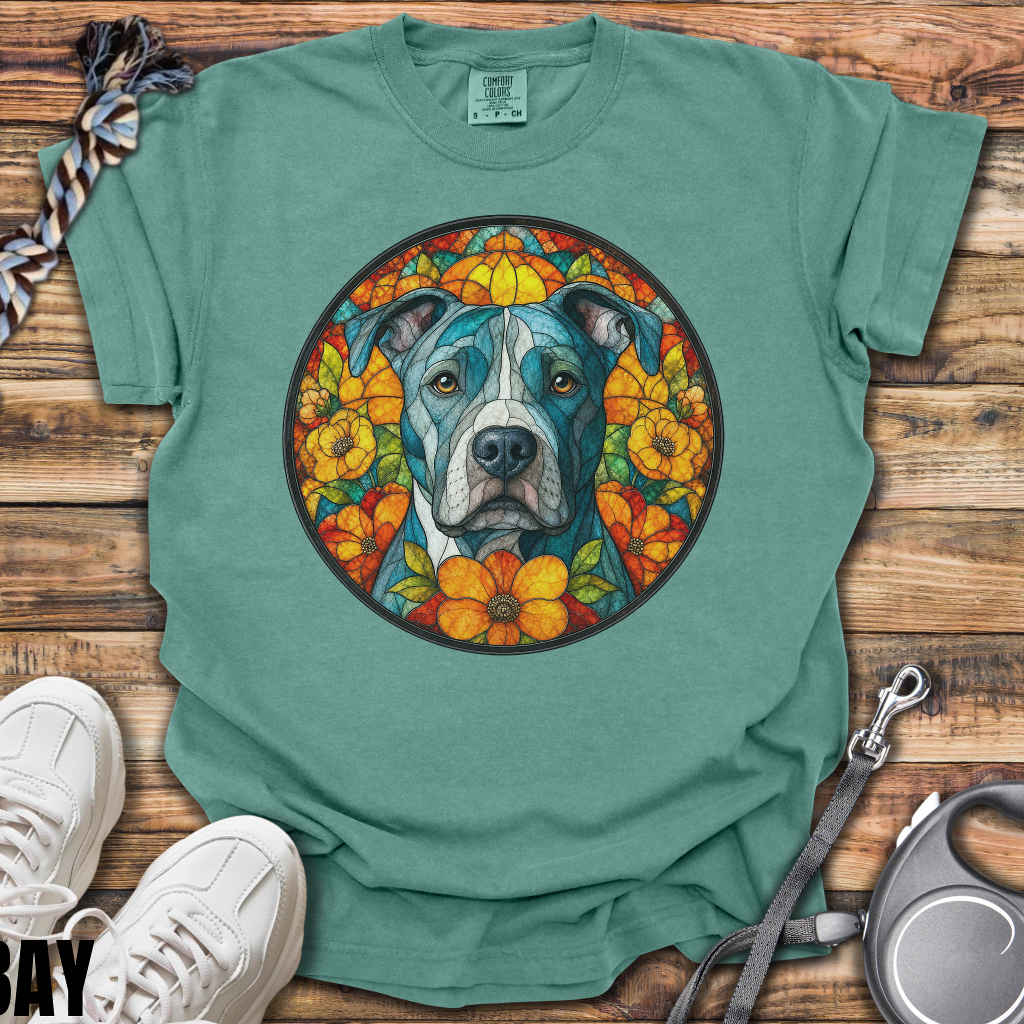 Stained Glass Pitbull T-Shirt