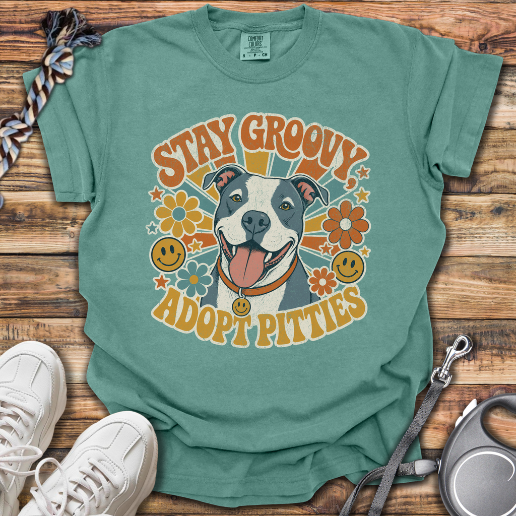 Stay Groovy Adopt Pitties T-Shirt