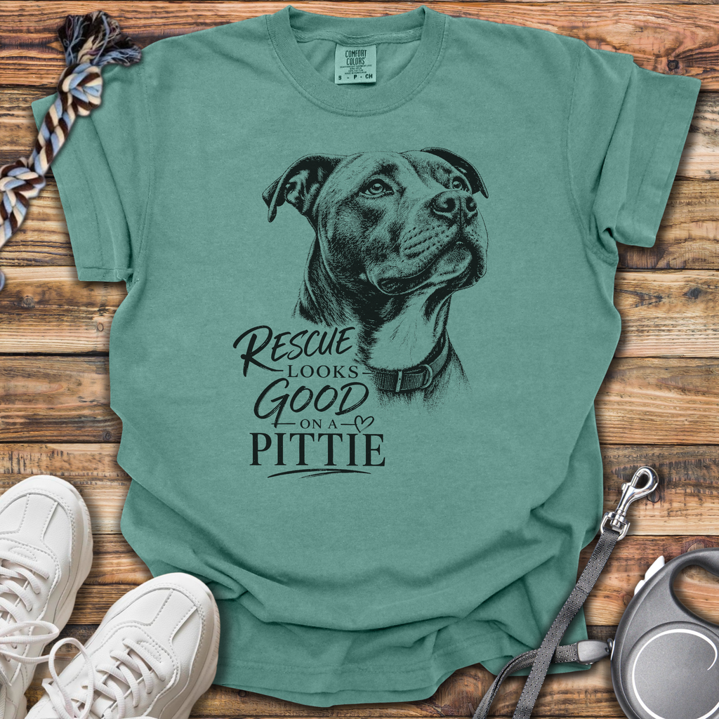 Rescue Looks Good On A Pittie T-Shirt