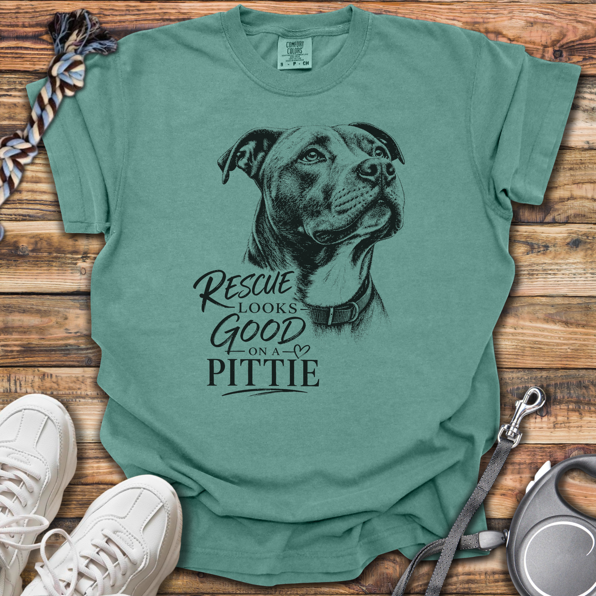 Rescue Looks Good On A Pittie T-Shirt