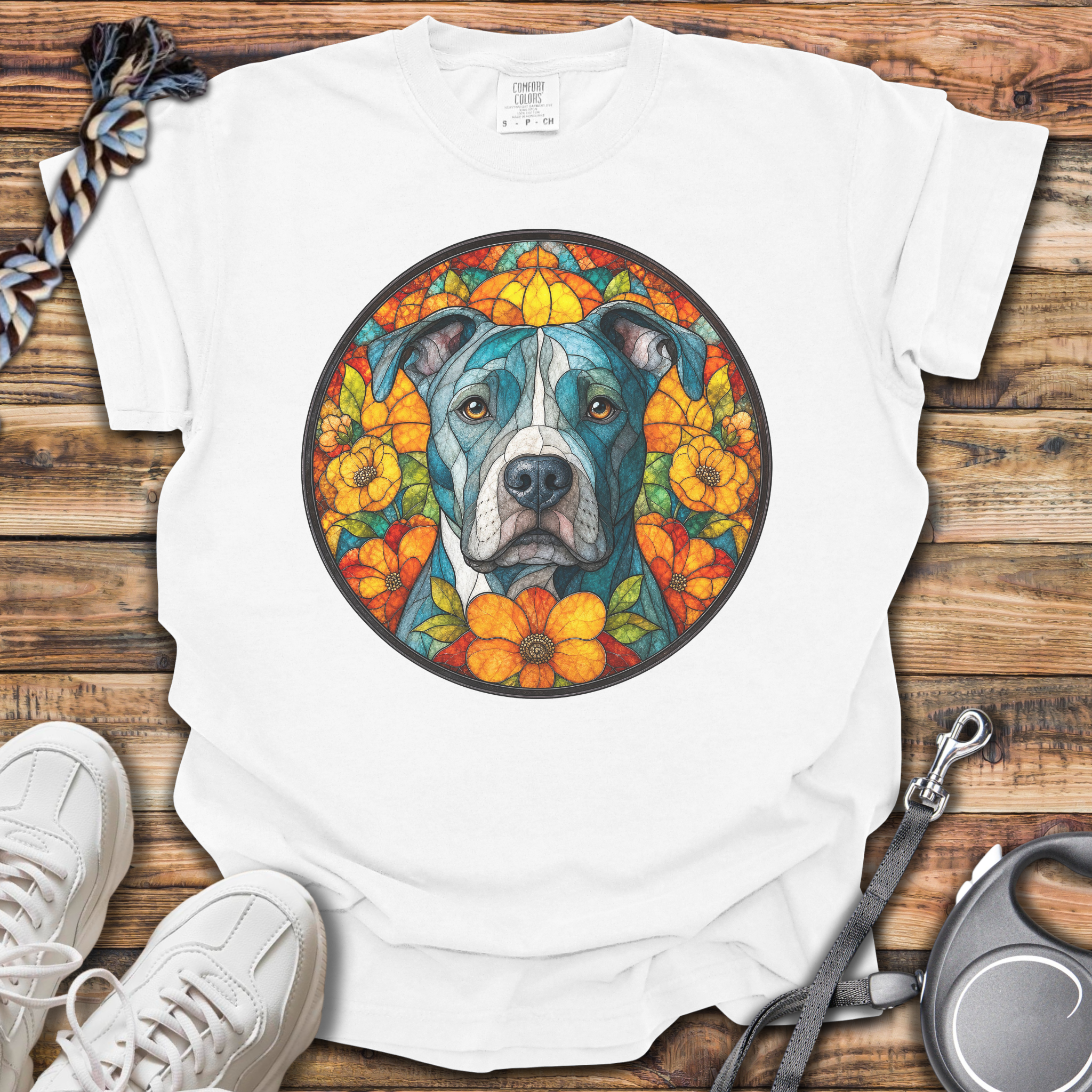 Stained Glass Pitbull T-Shirt